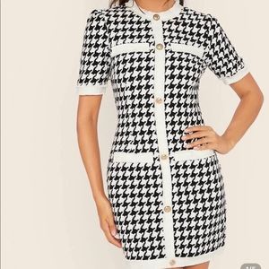 SHEIN Houndstooth Tweed Dress